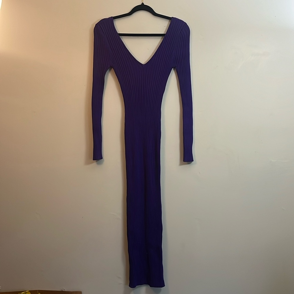 COPY - "The Hera Collection: Purple Ribbed Bodycon Sweater Dress”